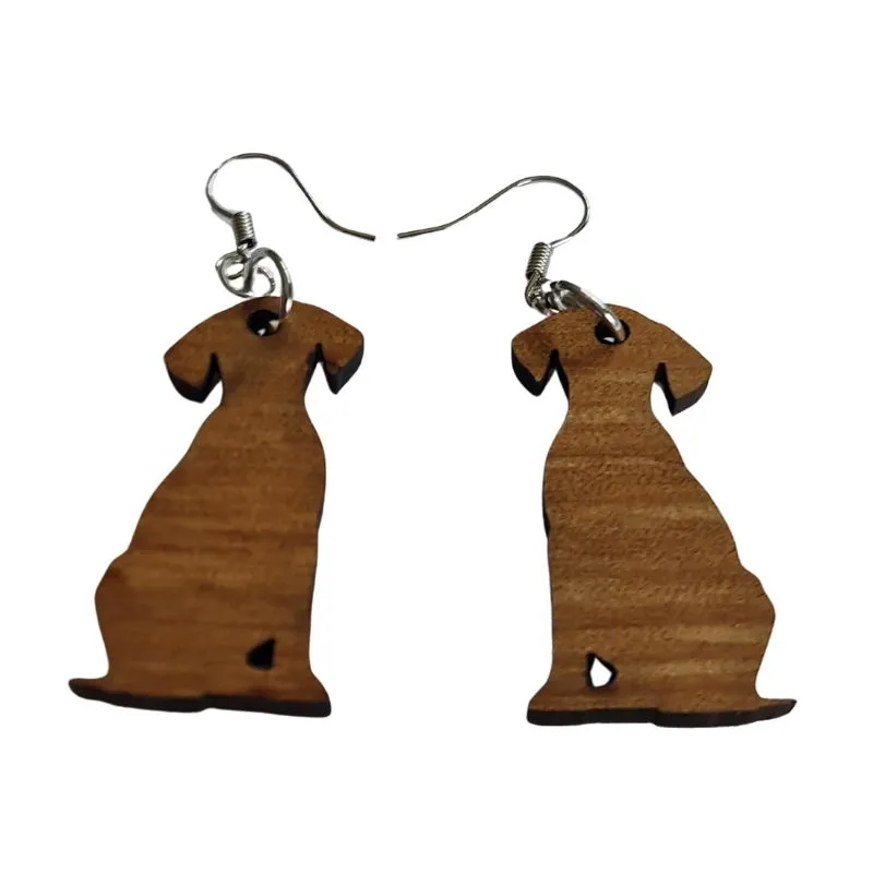 Dog Silhouette Wooden Earrings