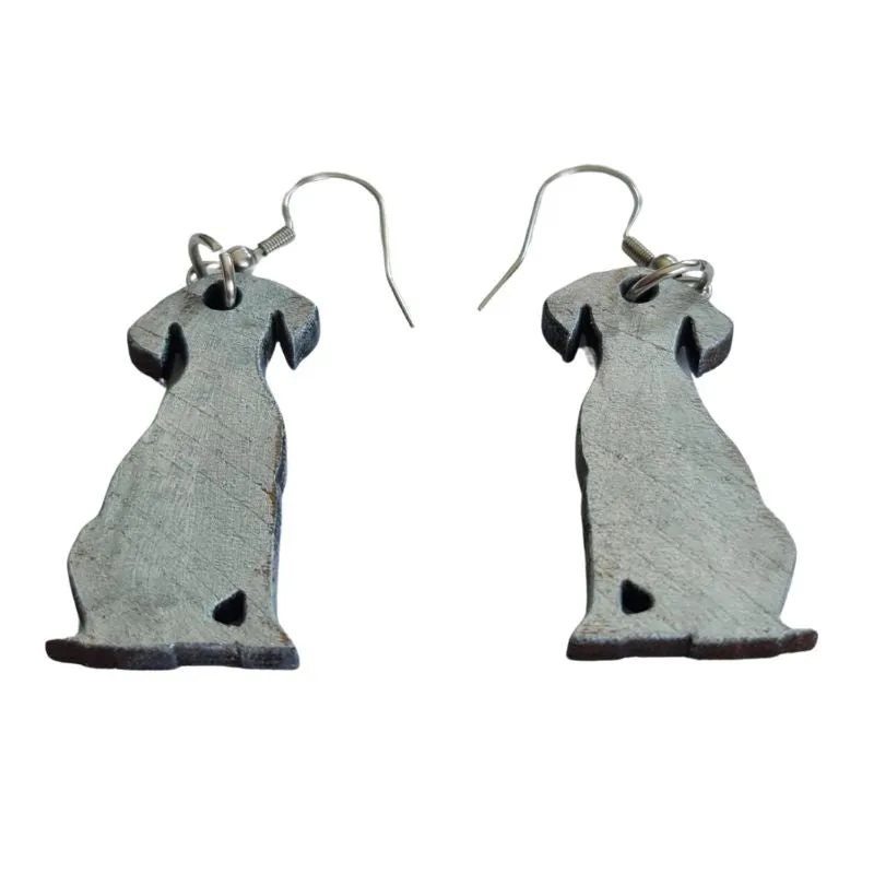 Dog Silhouette Wooden Earrings