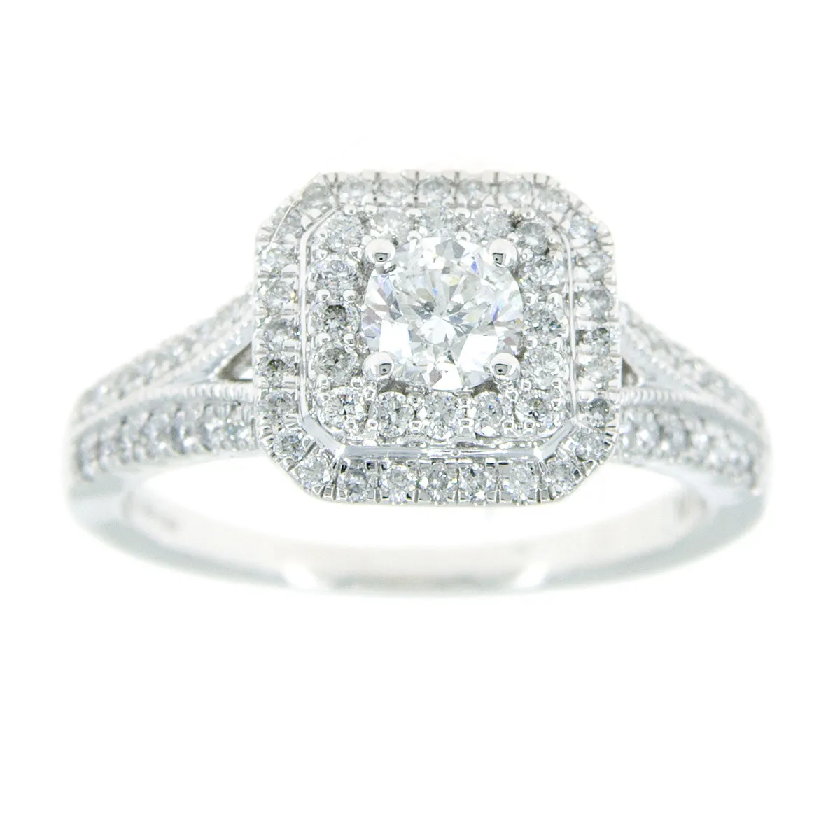 Double Halo Diamond Engagement Ring