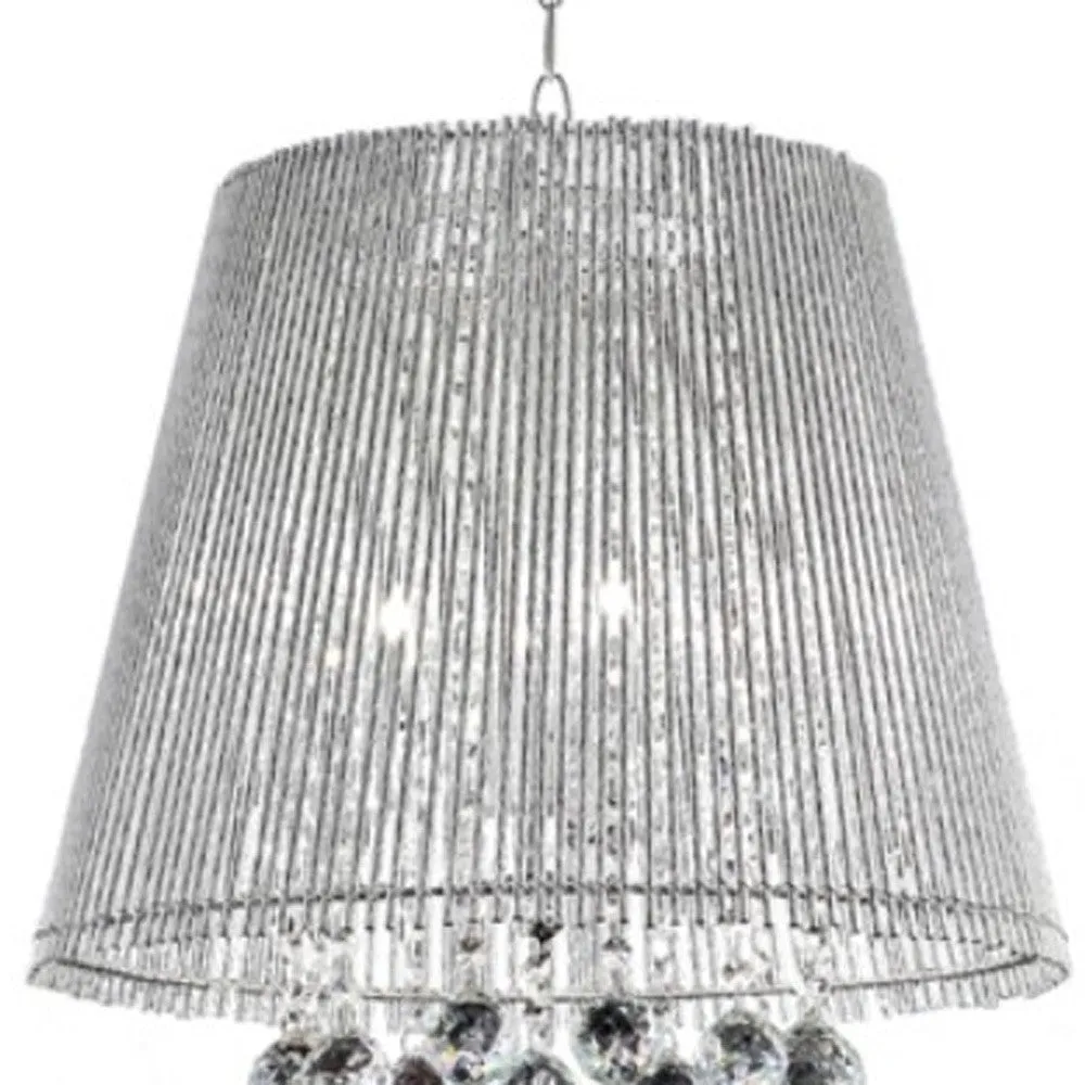 Dreamy Silver Ceiling Lamp with Crystal Accents