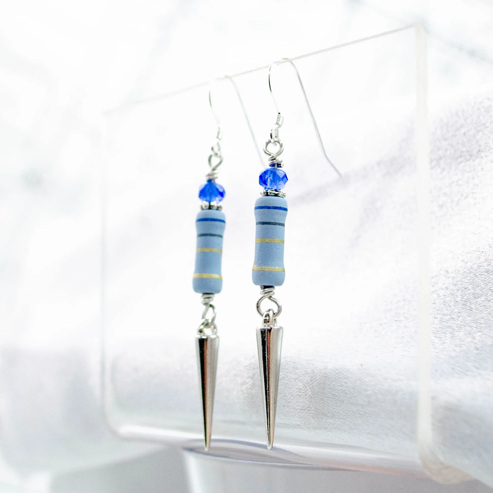 Electronic Component Earrings - Blue Resistors