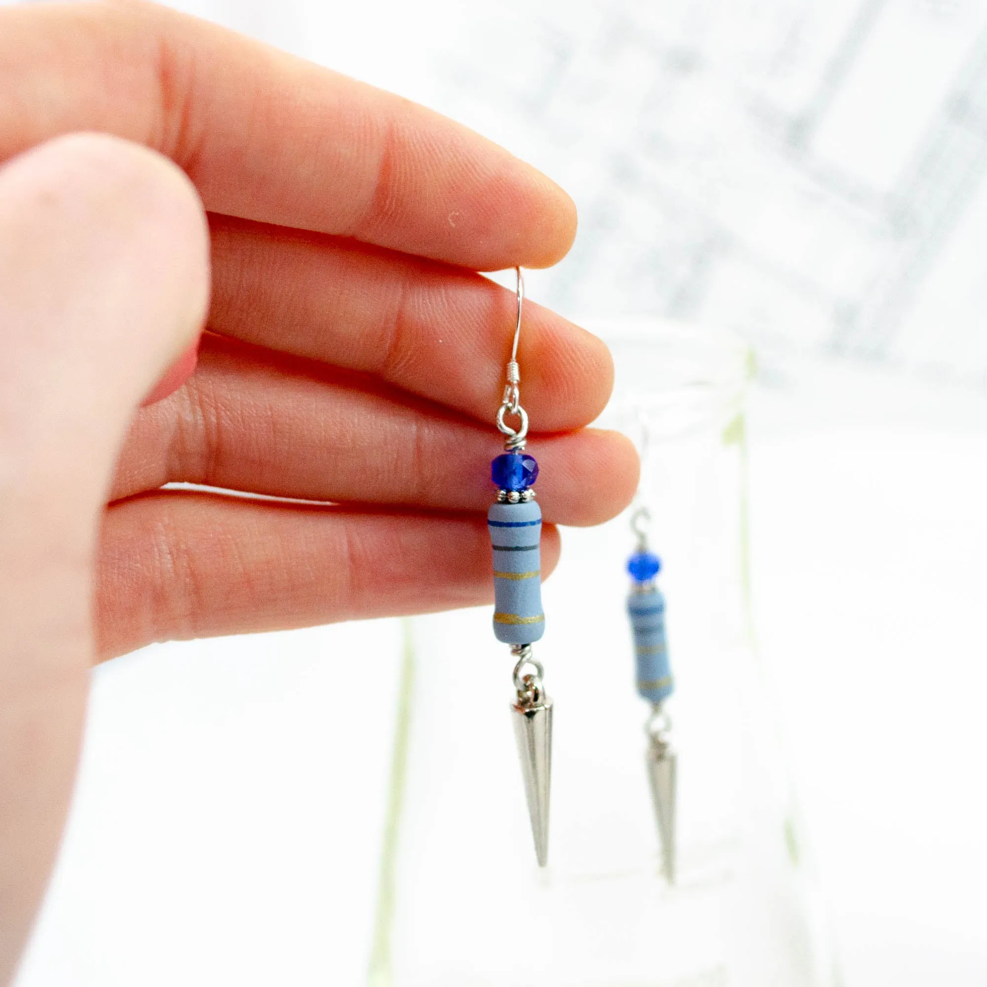 Electronic Component Earrings - Blue Resistors