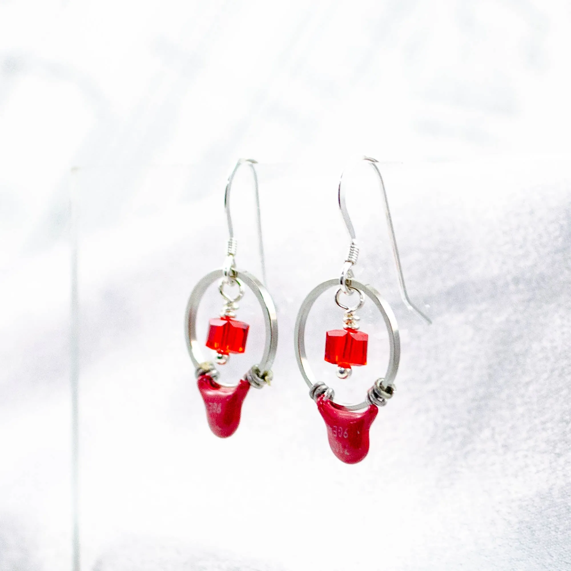 Electronic Component Earrings - Red Capacitors