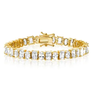 EMERALD AND OVAL CZ TENNIS BRACELET, GOLD