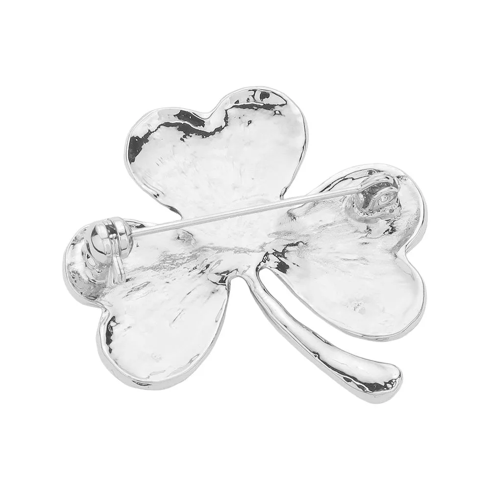 Epoxy Shamrock Clover Pin Brooch