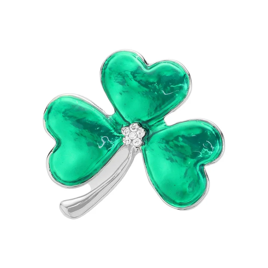 Epoxy Shamrock Clover Pin Brooch