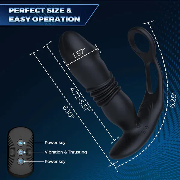 Exquisite 3-Thrusting & 12-Vibrating Cock Rings Prostate Massager