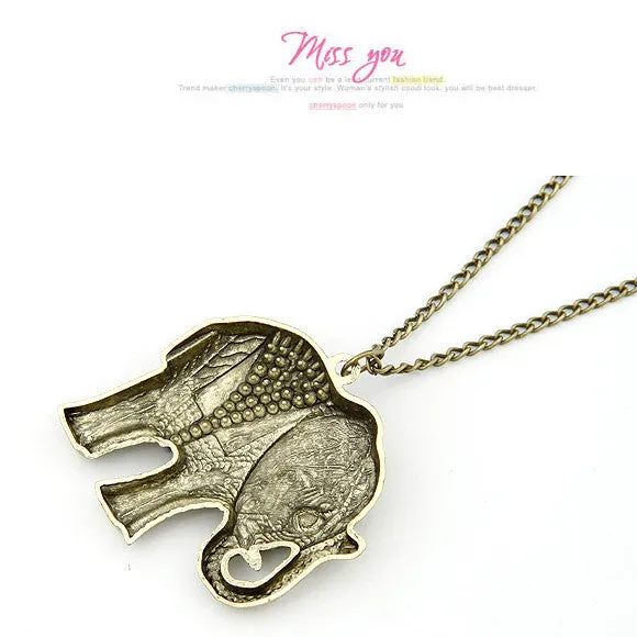 Fashion Elephant Ethnic Necklace Full Crystal Thailand Elephant Pendant Sweater Long Chain Fine Necklace For Women