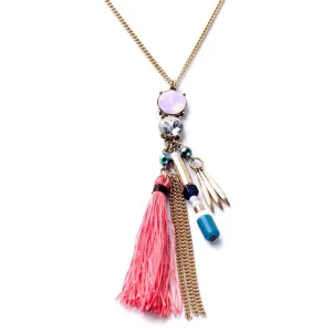 Fashion Tide Ethnic Style Rope Tassel Pendants Ms Long Boho Necklace