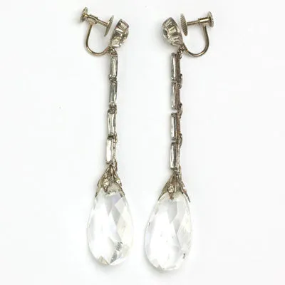 Glass Teardrop Earrings with Diamantés in Sterling