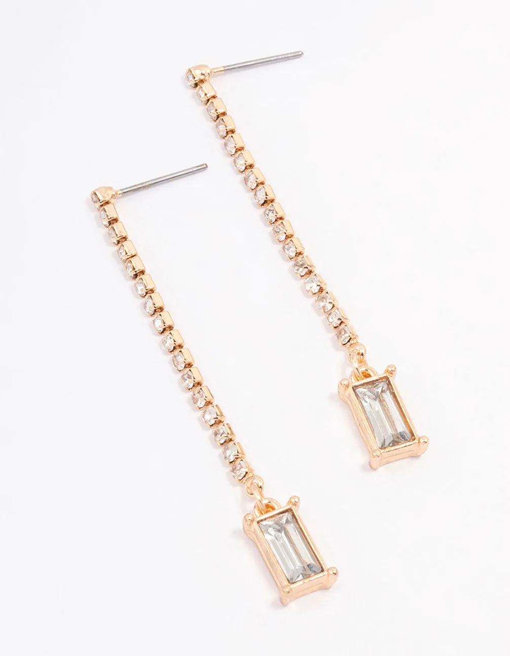 Gold Cup Chain Radiant Drop Earrings