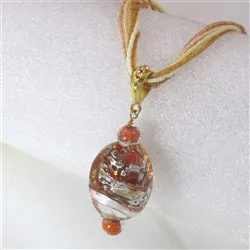 Gold Multi-strand Necklace with Handmade Lampwork Pendant