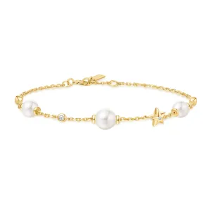 Gold Pearl and Star Station Bracelet