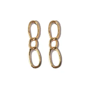 Golden Chain Style Drop Earrings with Creative Design