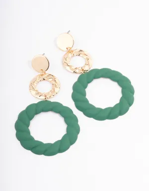 Green Donut Rope Drop Earrings