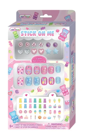 Gummy Bear Stick on Me Nails and Earrings Kit, 1 Count