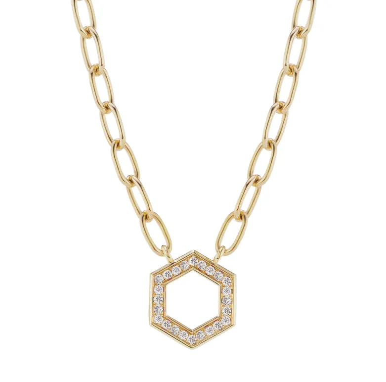 Harwell Godfrey 18k Diamond Hex Chain Foundation Necklace - 18