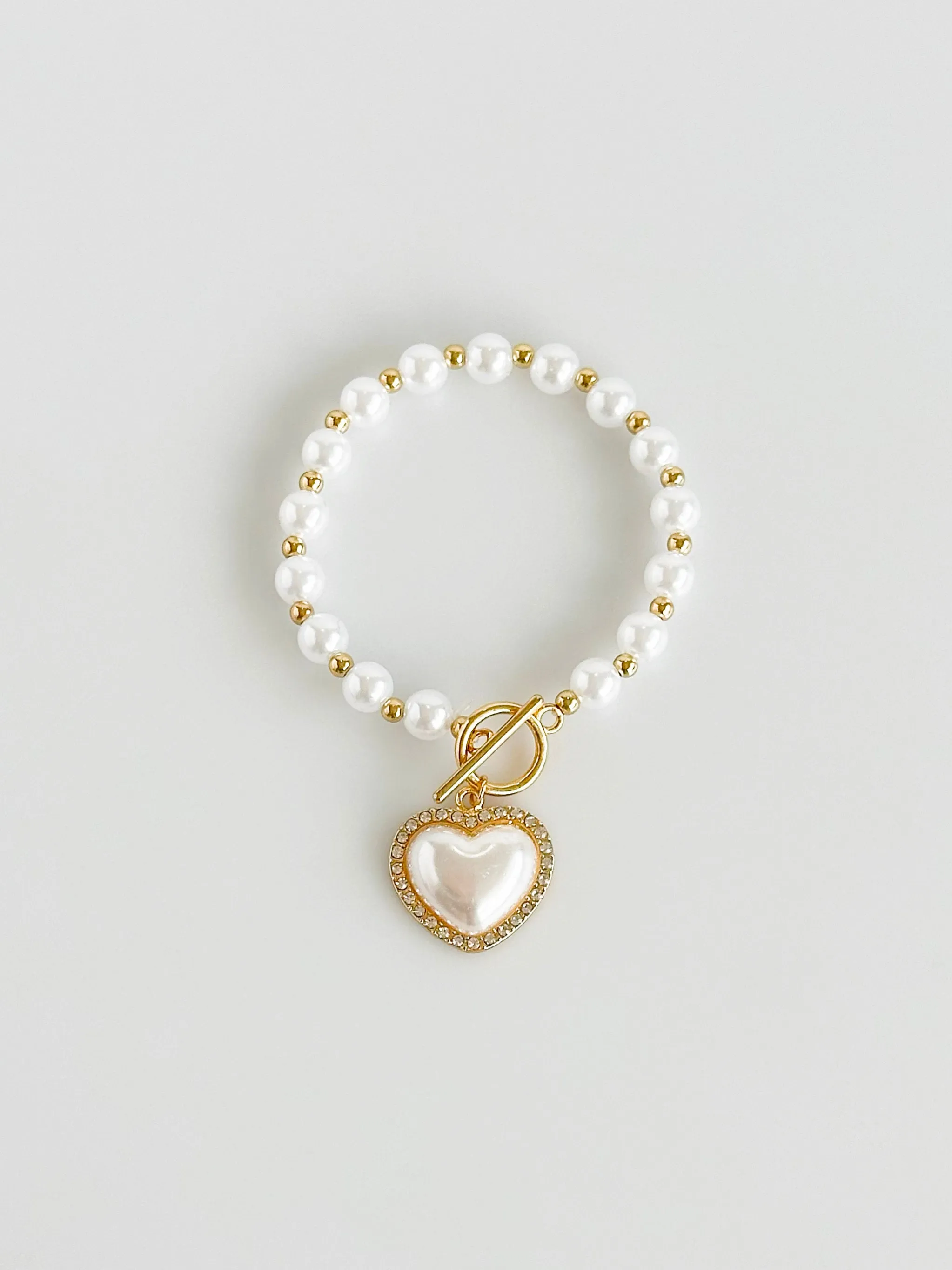 Heart Pearl Toggle Bracelet