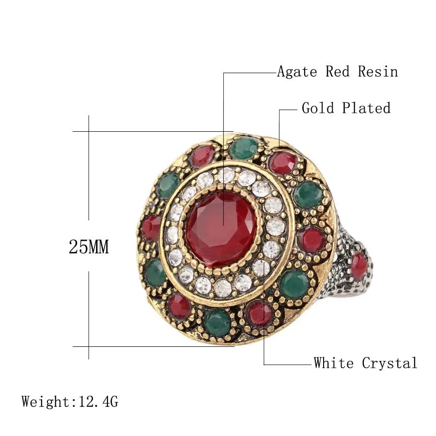 Hot Ruby Jewelry Rainbow Wedding Ring Dual Color Plating Round Austrian Crystal Rings For Women