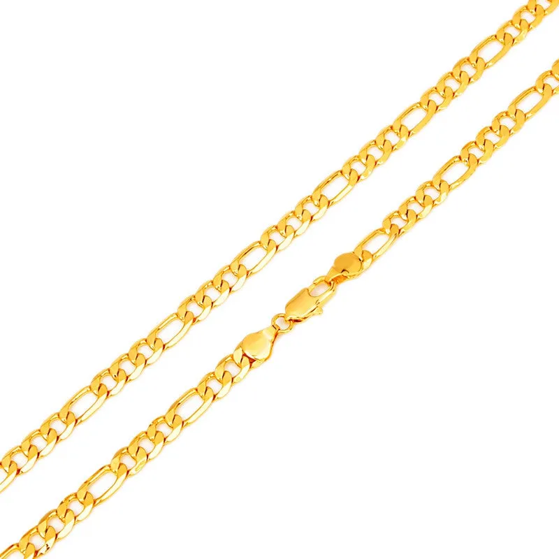 Hot Sale Men's 18K Yellow Gold Plated Italy Figaro Chain Necklace 24" 60CM