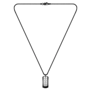 Hugo Boss Jewellery Black Steel Men's Pendant with Chain Necklace - 1580577