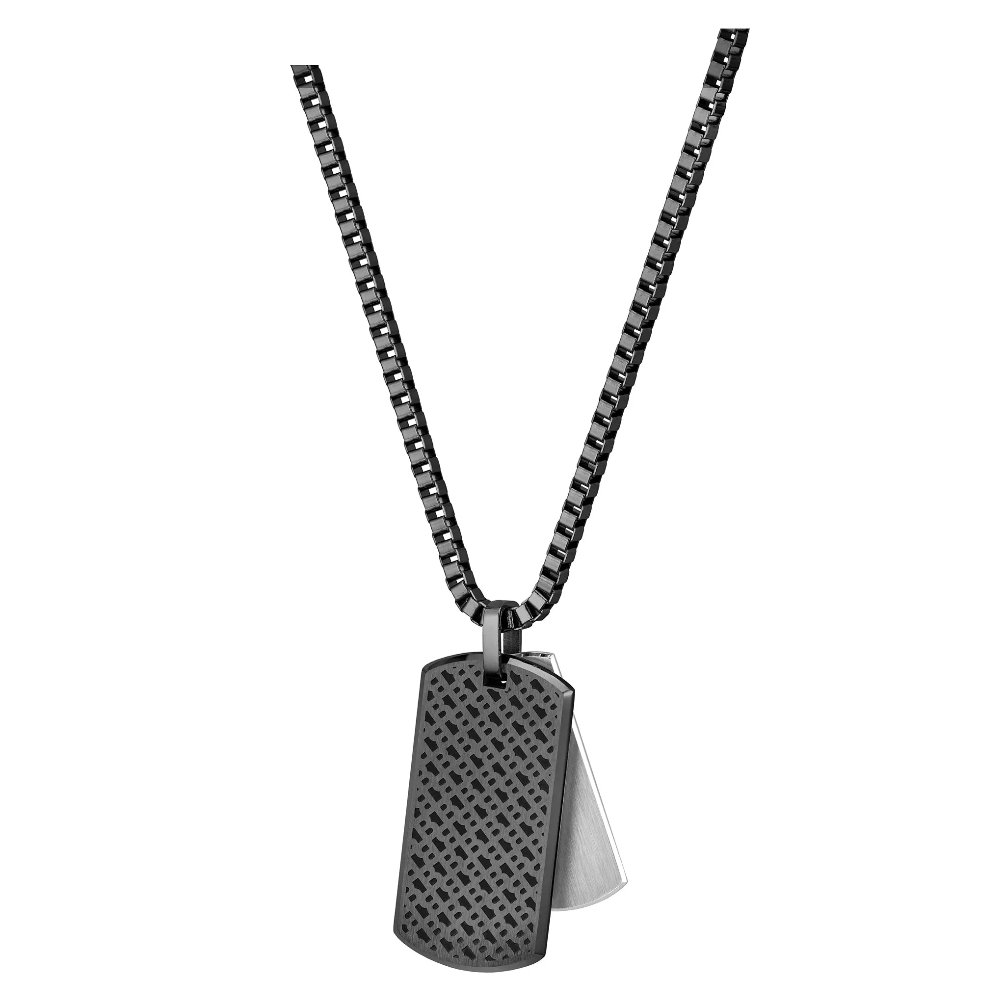 Hugo Boss Jewellery Black Steel Men's Pendant with Chain Necklace - 1580577