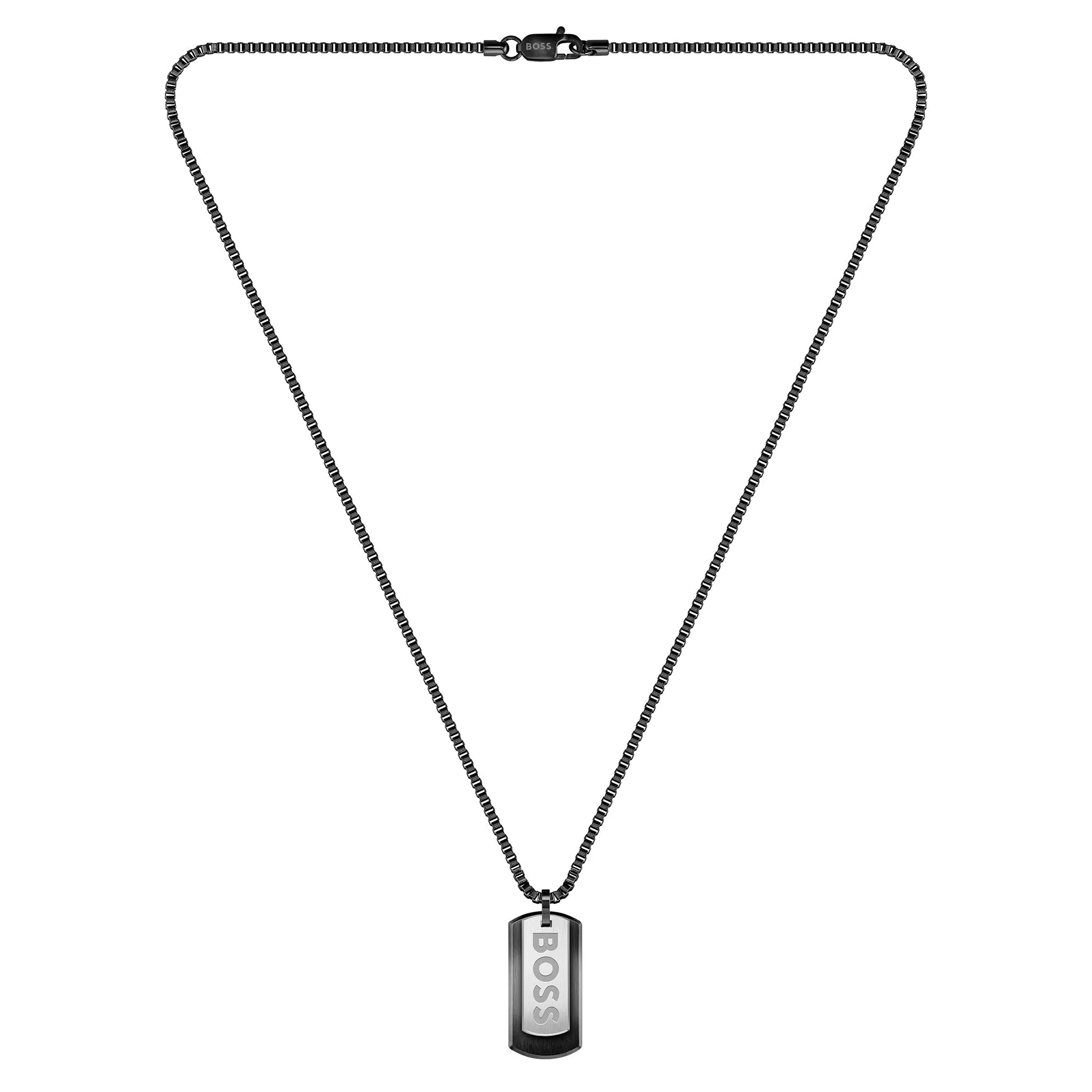 Hugo Boss Jewellery Black Steel Men's Pendant with Chain Necklace - 1580577