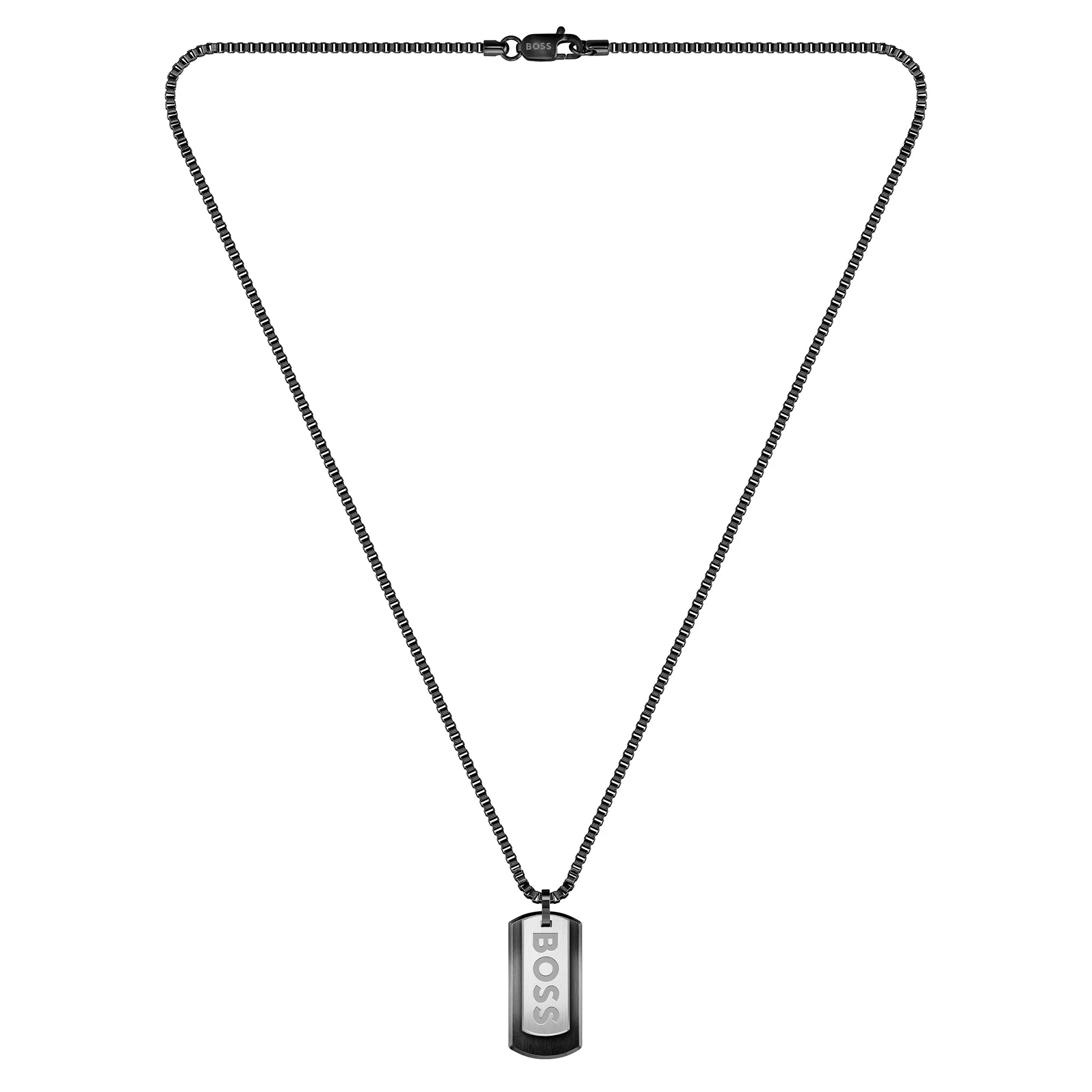 Hugo Boss Jewellery Black Steel Men's Pendant with Chain Necklace - 1580577