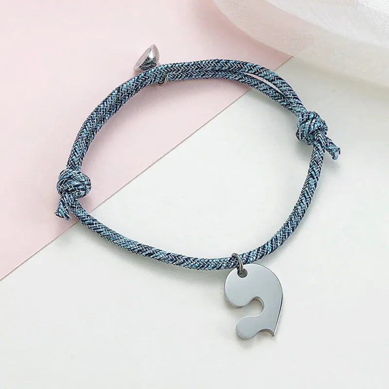 Interlocking Half Hearts Couple Bracelets Set