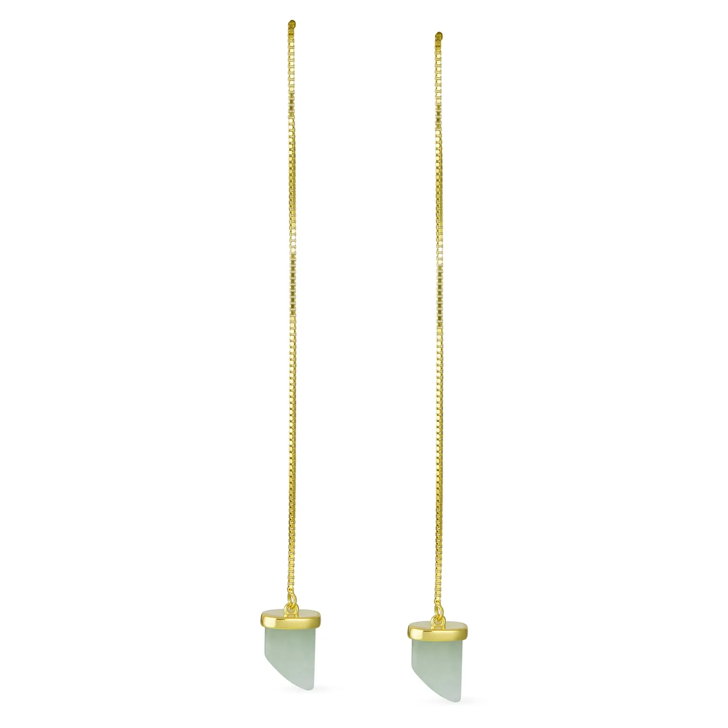 Italian Lucky Tooth Amulet Horn Turquoise Dangle Pendant Earrings 14K Gold Plated Sterling Silver