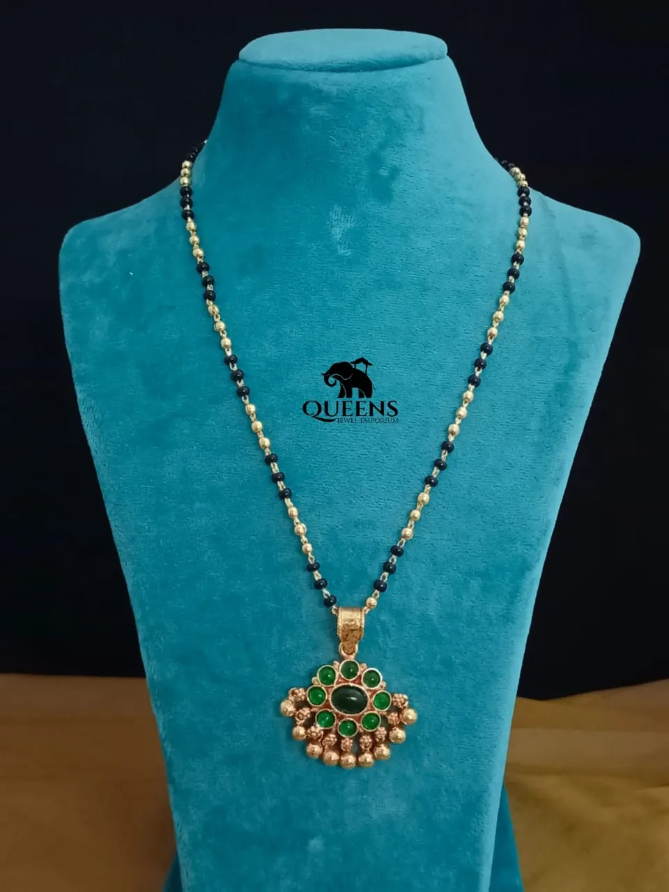 KEMP MANGALSUTRA CHAIN IN GREEN