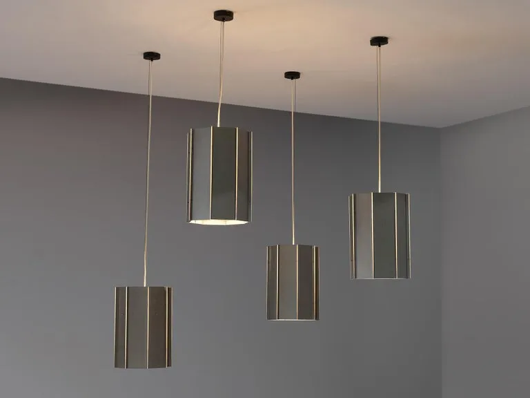 Large RAAK Pendants Model 'B-1011' in Aluminum and Perspex