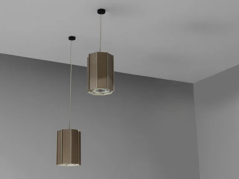 Large RAAK Pendants Model 'B-1011' in Aluminum and Perspex