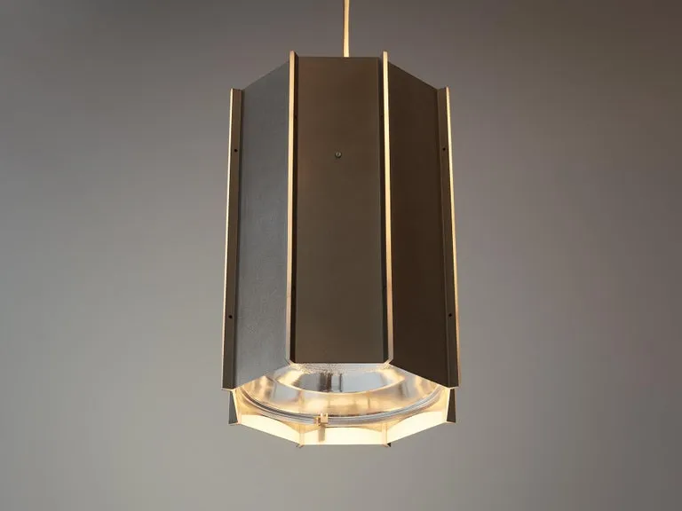 Large RAAK Pendants Model 'B-1011' in Aluminum and Perspex