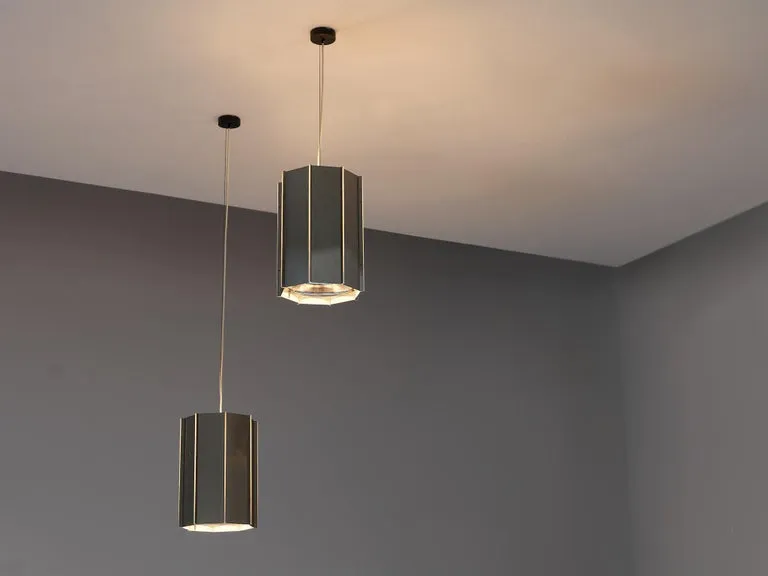 Large RAAK Pendants Model 'B-1011' in Aluminum and Perspex