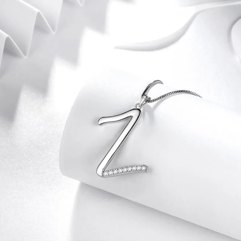 Letter Initial Z Necklaces Pendant Women Girls Name Jewelry Gift 925 Sterling Silver