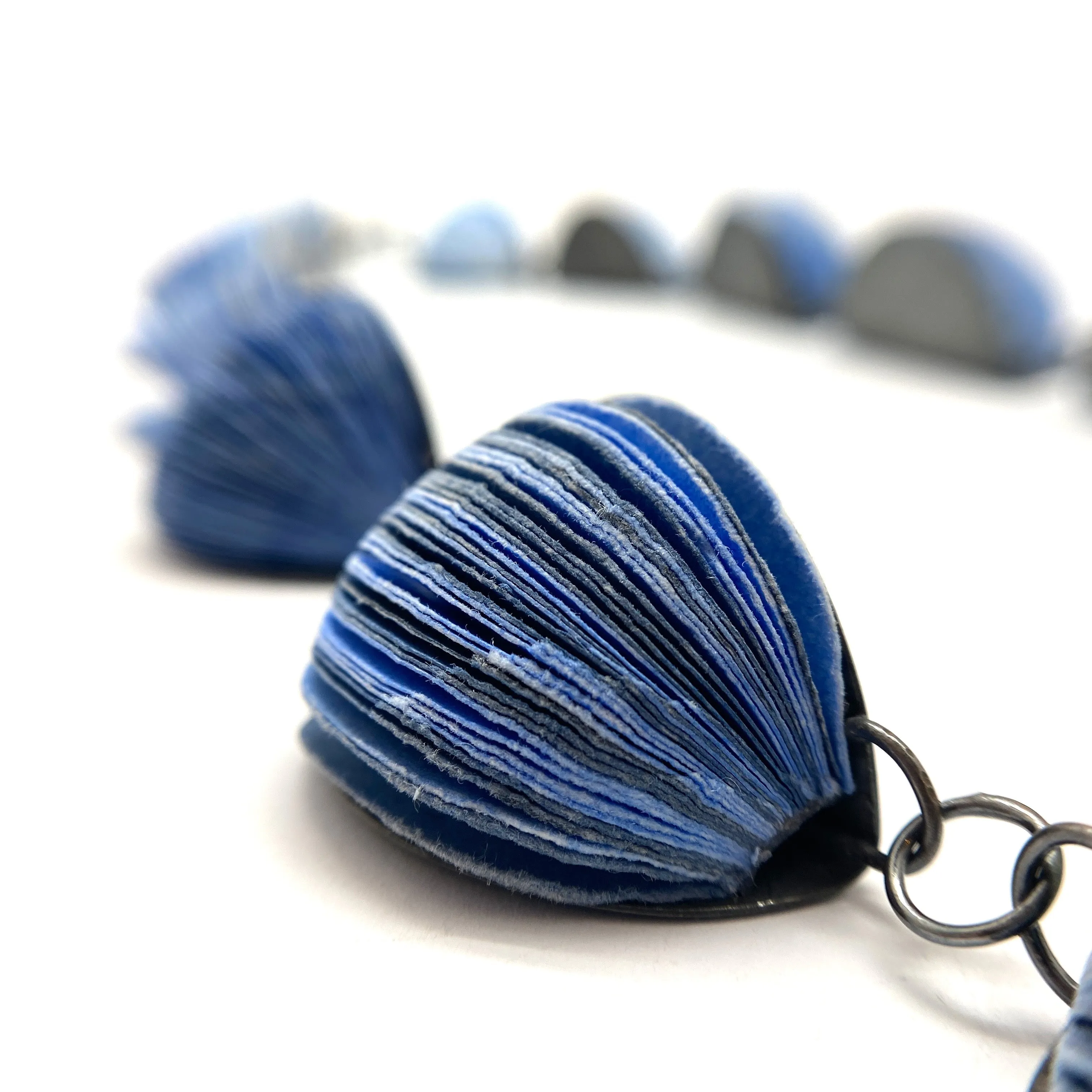 Longer Blue Japanese Paper Necklace