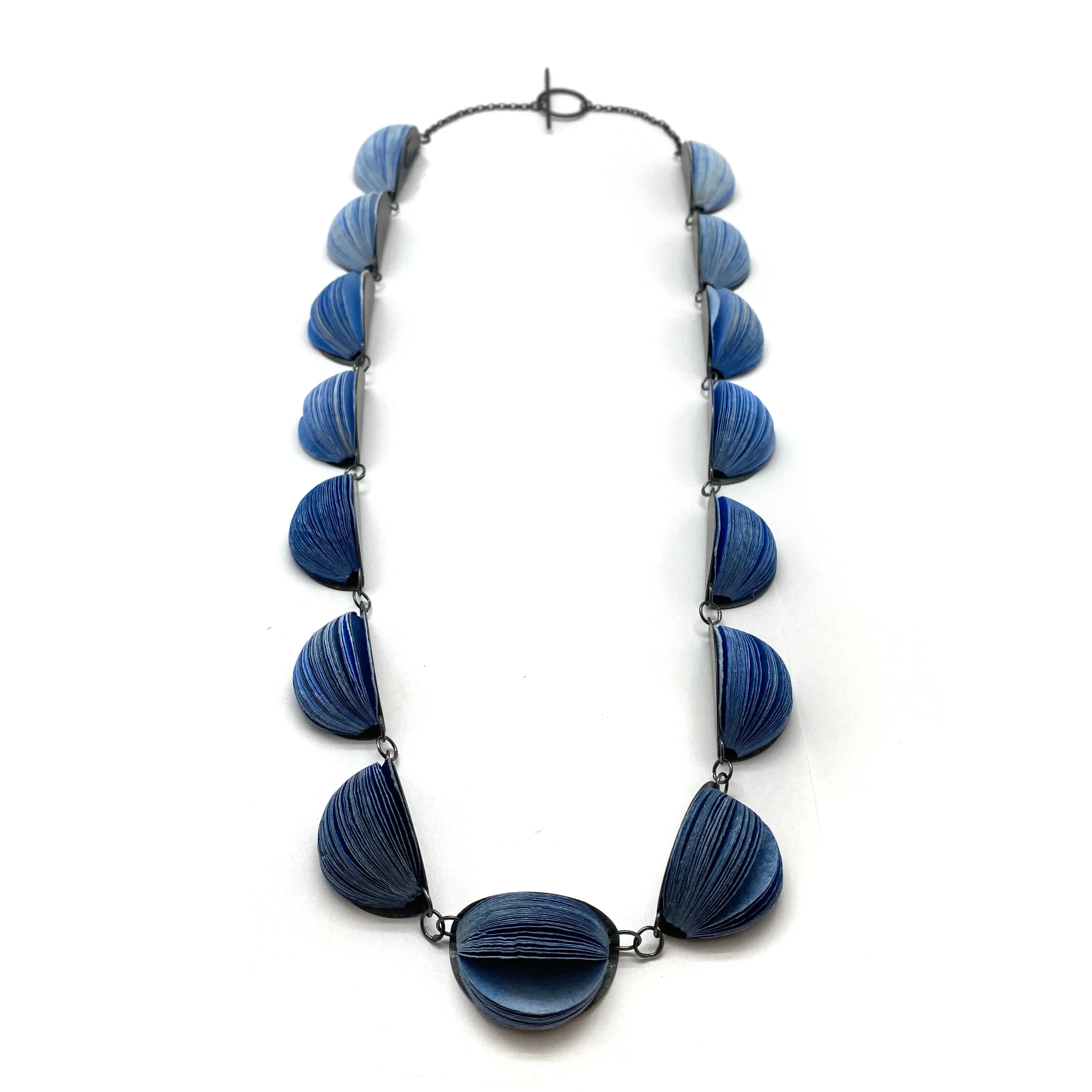 Longer Blue Japanese Paper Necklace