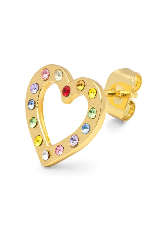 Lulu OMG Heart Rainbow Crystal Single Earring