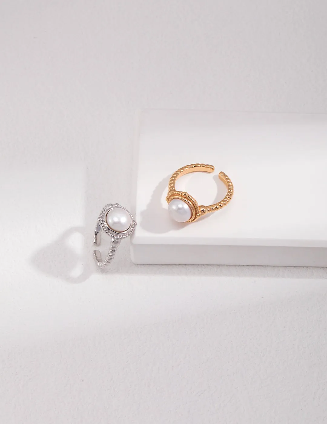 Minimalist French Style Pearl Rings