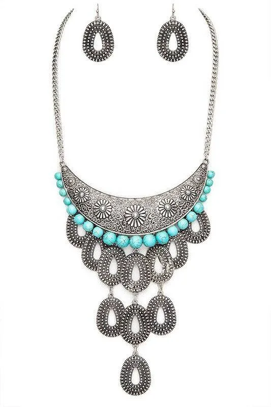 Mix Texture Western Statement Necklace Set