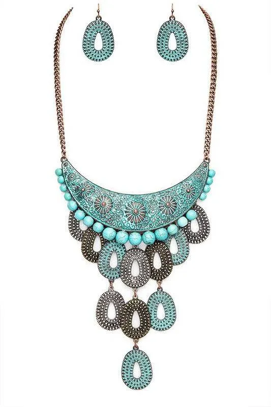 Mix Texture Western Statement Necklace Set