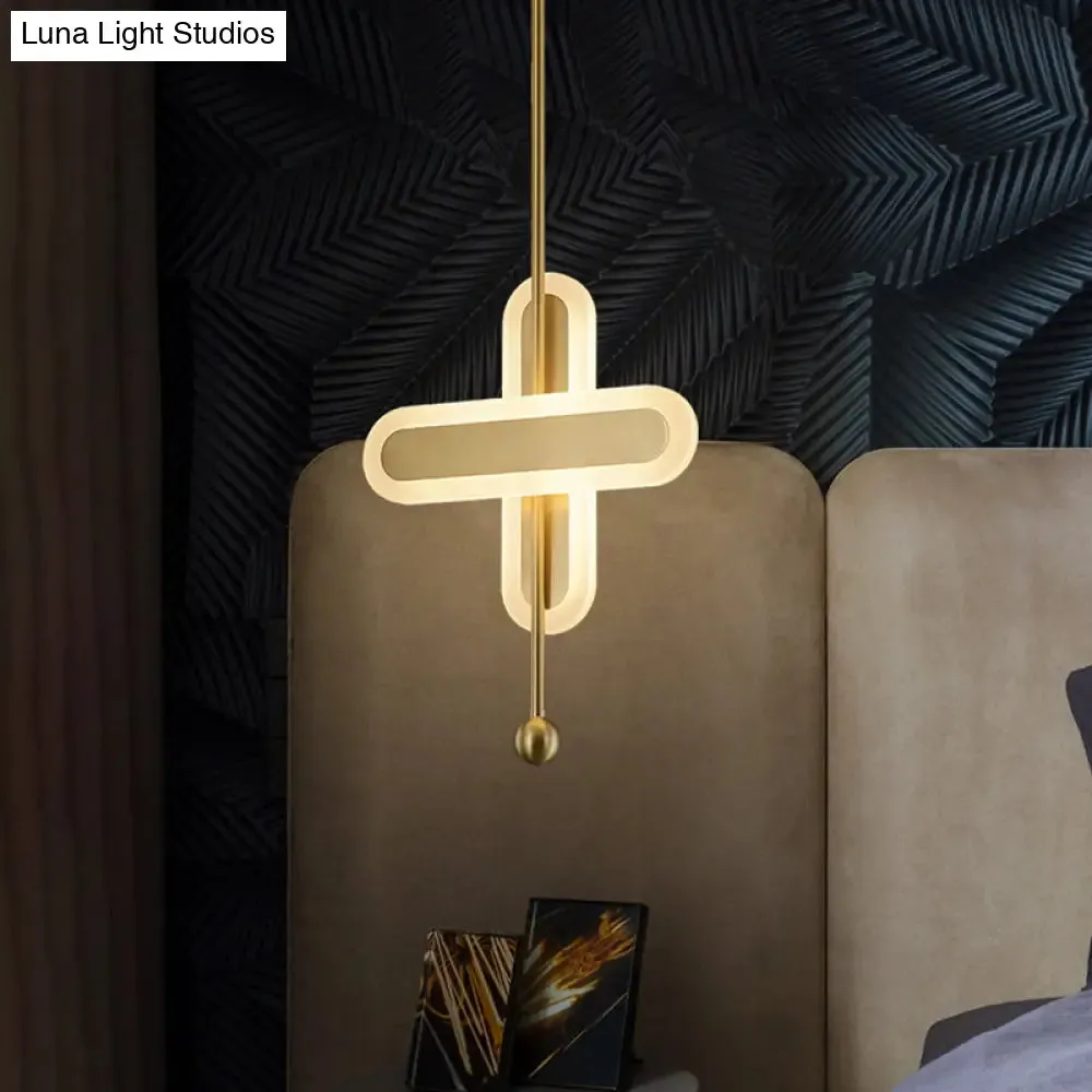 Modern LED Gold Acrylic Pendant Lamp for Bedroom Ceiling Lighting