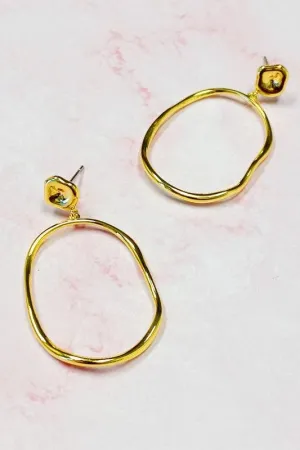 Modern Molten Oval Drop Earrings