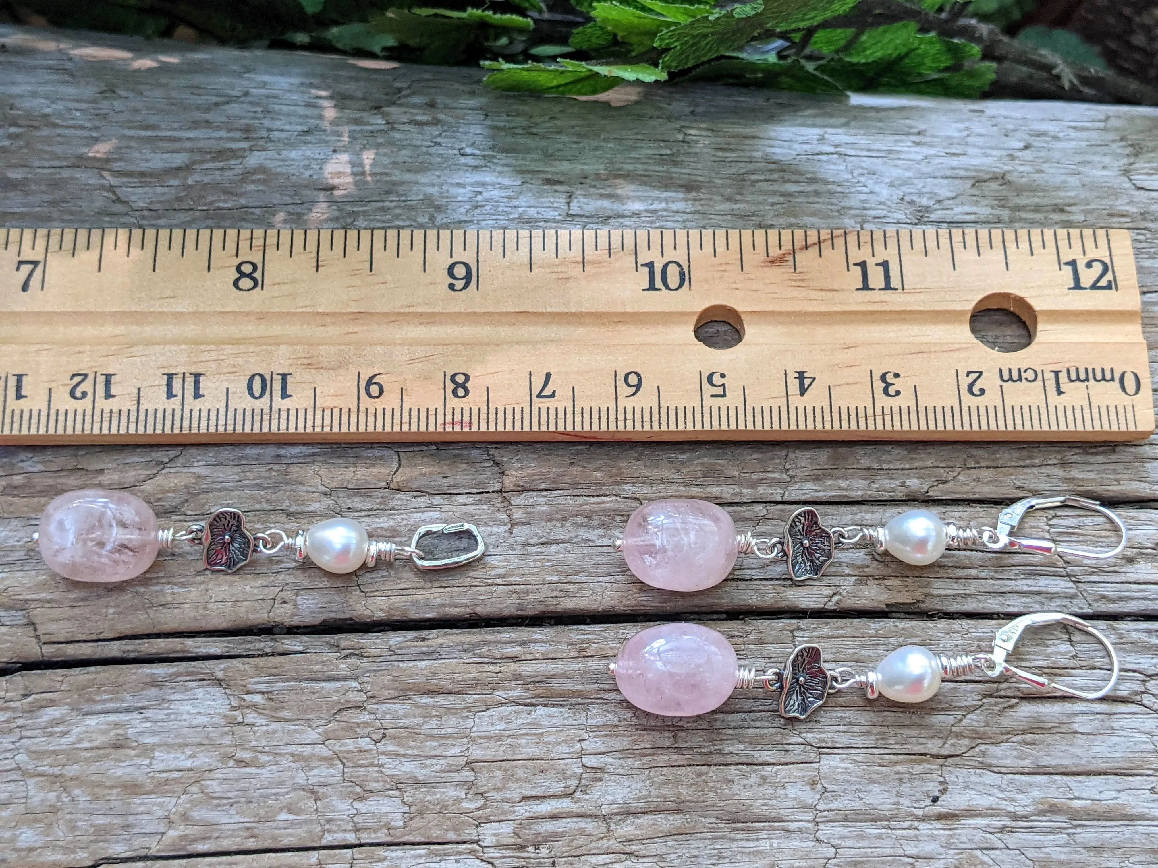 Morganite & Pearl Earrings and Pendant