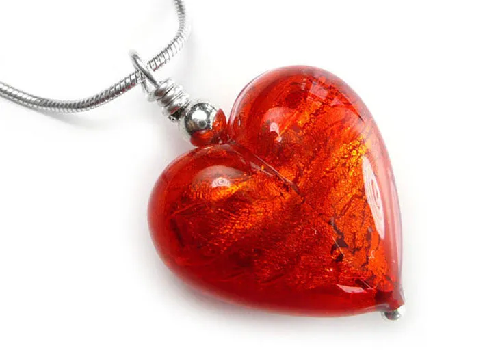 Murano Glass Heart Pendant - Scarlet