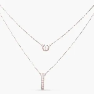 Nakshatra CZ Two Layers Silver Necklace