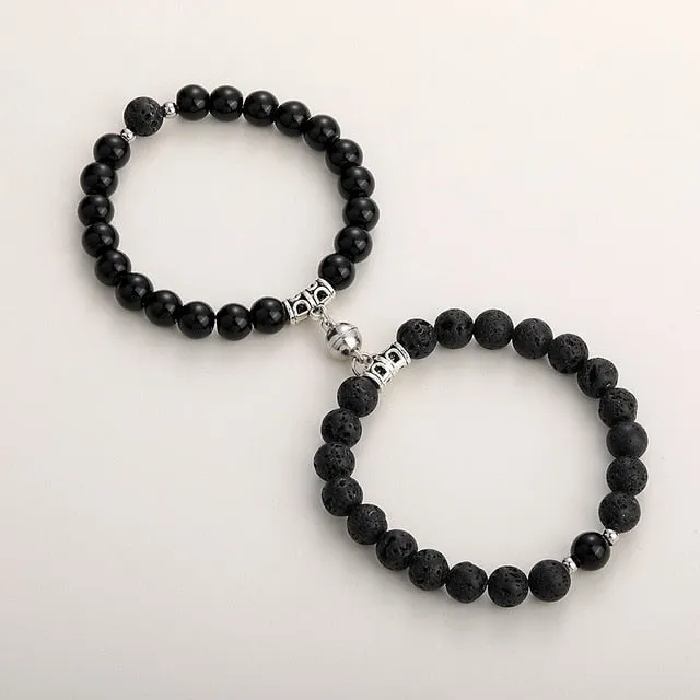 Natural Stone Beads Couple Magnetic Bracelets