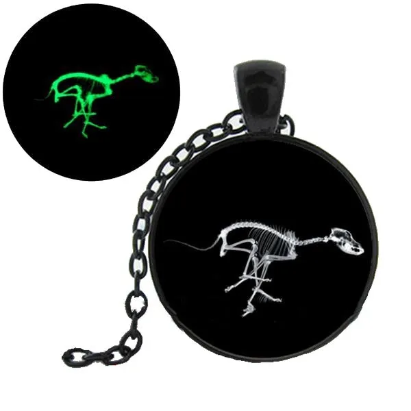 Neon Glow in The Dark  Dinosaur Pendant Skeleton Necklace