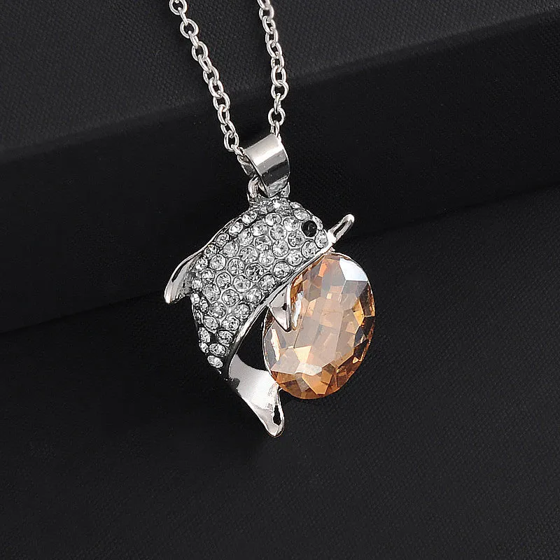 New Arrival Fashion Necklace Jewelry Beautiful Dolphin Rhinestone Crystal Pendants For Women Pendant